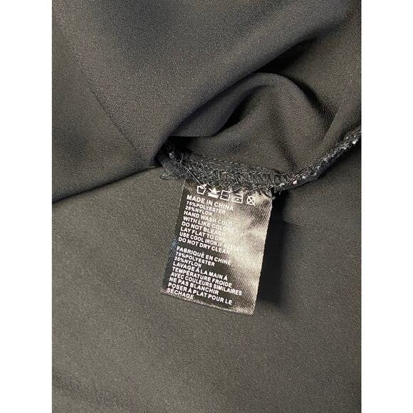 paper crane off shoulder blouse Top chiffon black sz m long sleeve - Picture 11 of 12